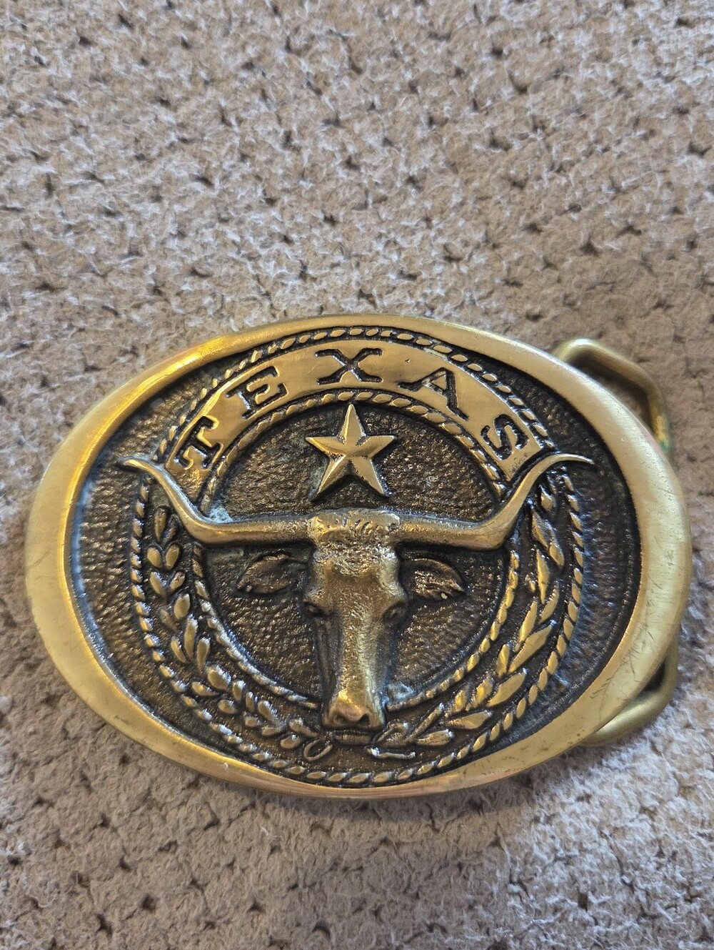 TEXAS LONGHORN Solid Brass Belt Buckle Vintage 1977 Heritage Mint #AE24497